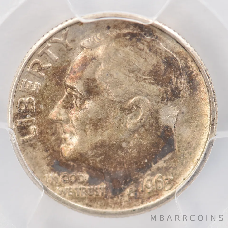 1963 Roosevelt Dime AU53 PCGS Beautiful Tone *0810