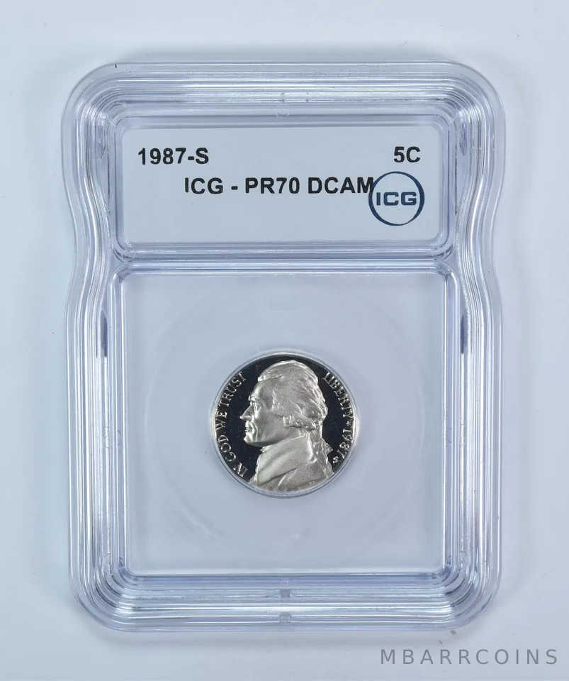 1987-S Jefferson Nickel PR70 DCAM ICG