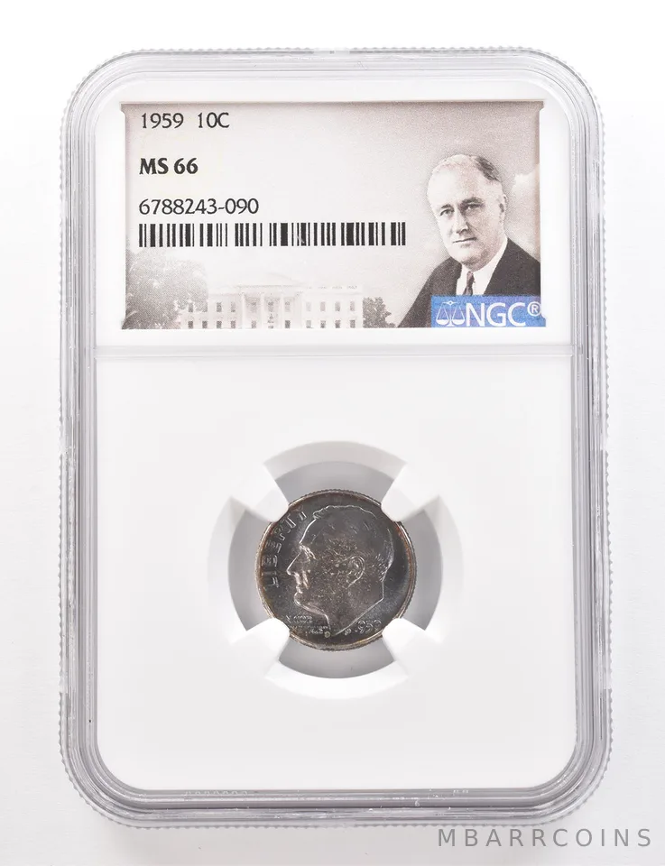 1959 Roosevelt Dime MS66 NGC Beautiful Tone *3364