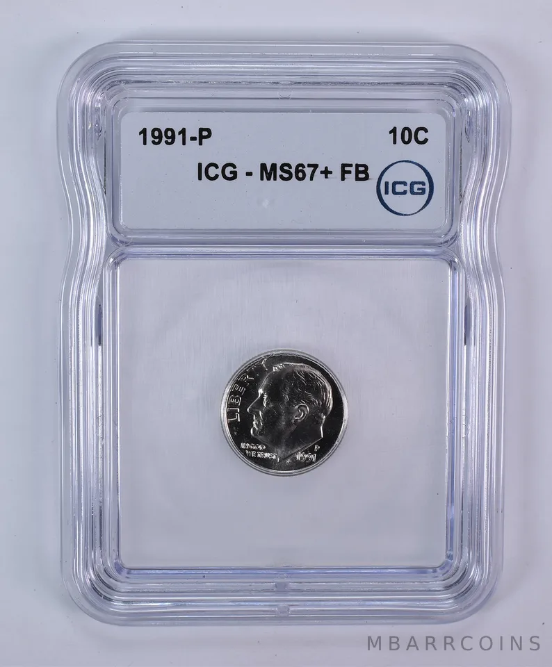 1991-P Roosevelt Dime MS67+ FB ICG