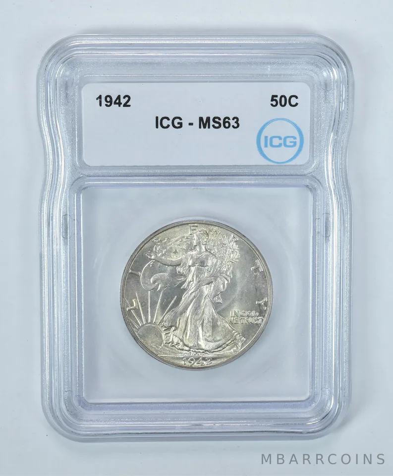 1942 Walking Liberty Half Dollar MS63 ICG
