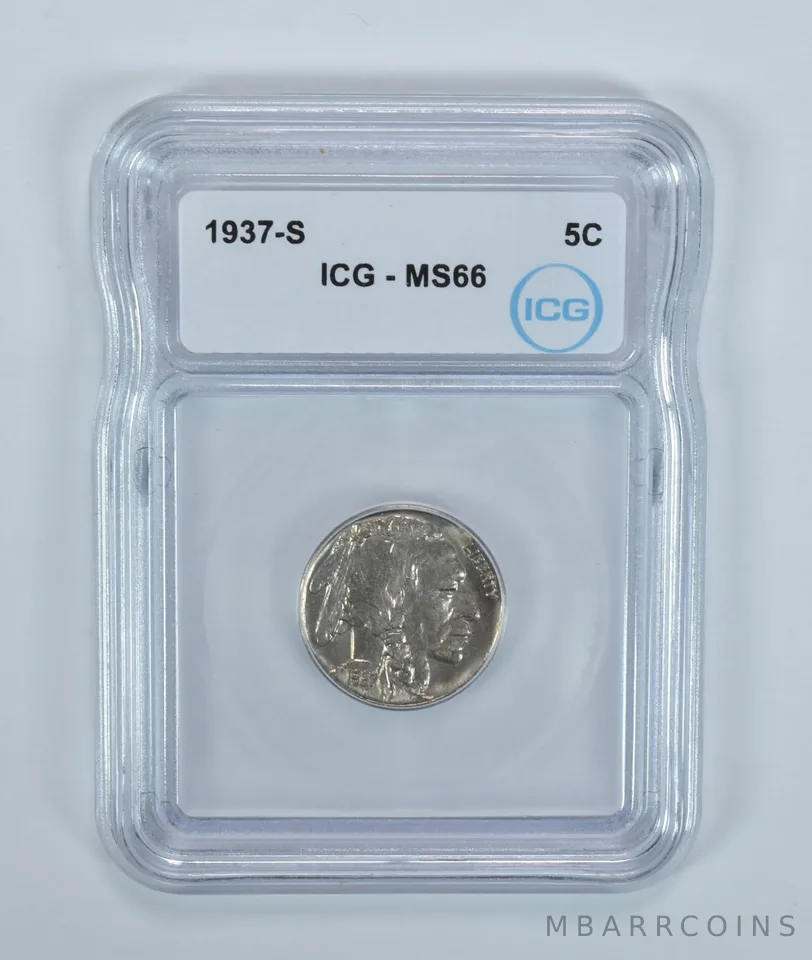 1937-S Indian Head Buffalo Nickel MS66 ICG