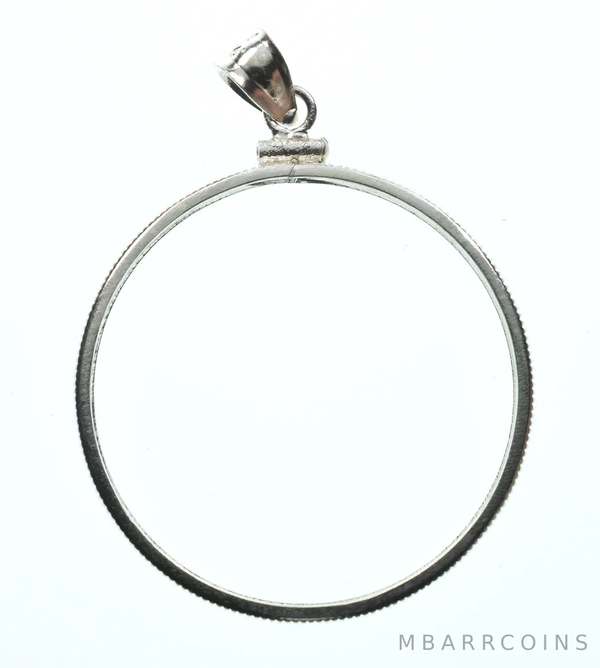 Sterling Silver 33 MM Coin Bezel Pendant Frame Edge *2395