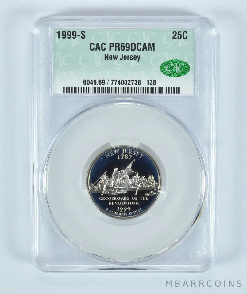 1999-S Washington State Quarter New Jersey PR69 DCAM CAC CACg
