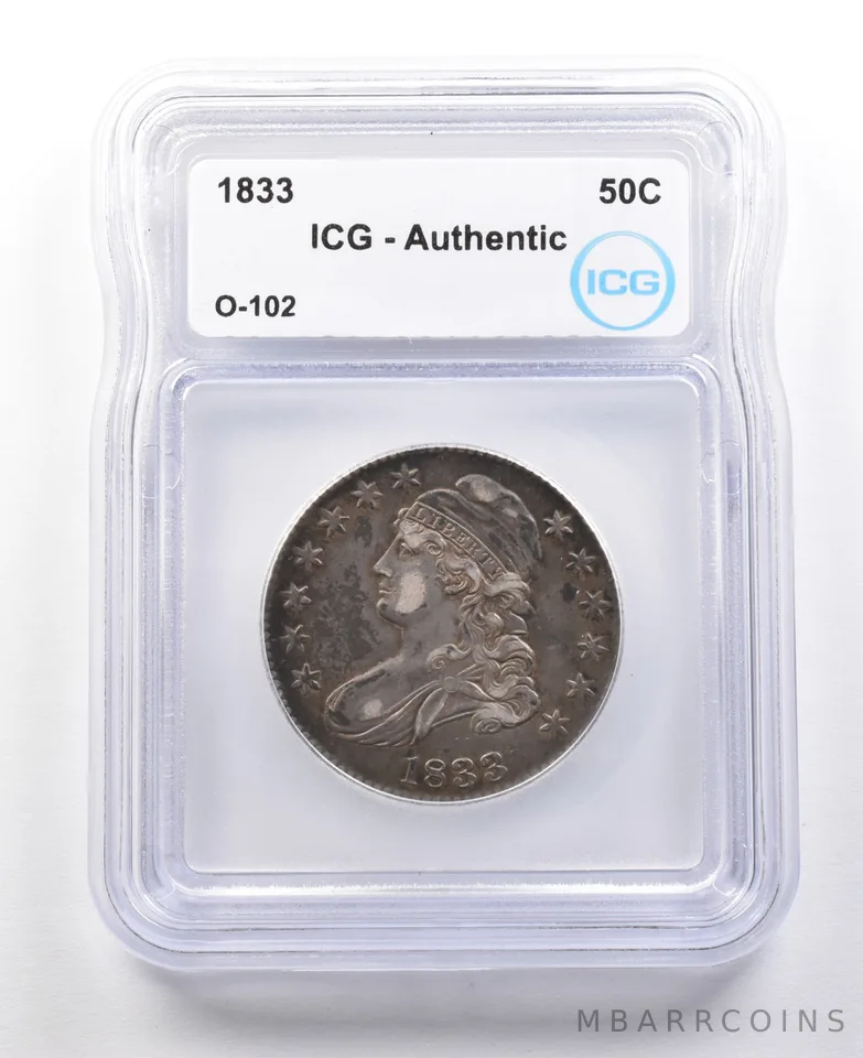 1833 Capped Bust Half Dollar O-102 Authentic ICG *3011