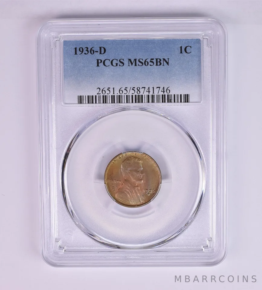 1936-D Lincoln Wheat Cent MS65 BN PCGS Beautiful Tone a1245