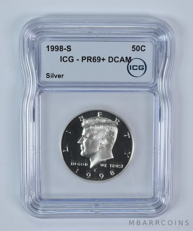 1998-S Kennedy Half Dollar Silver PR69+ DCAM ICG