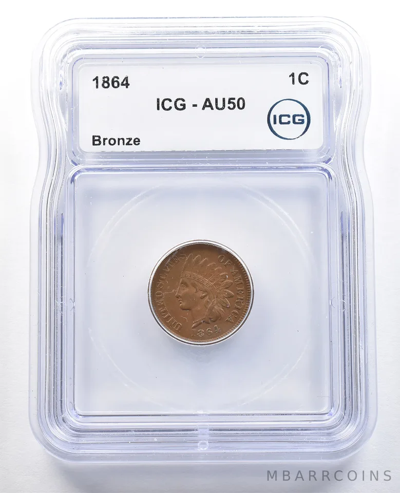 1864 Indian Head Cent Bronze AU50 ICG *4675