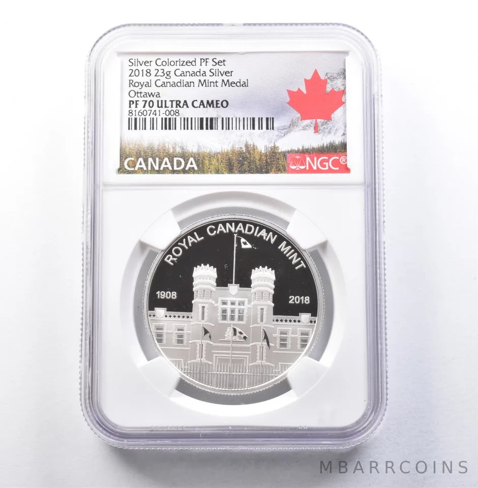 2018 Canada 23g Silver Medal Ottawa Silver Colorized PF Set PF70 UCAM NGC a5833