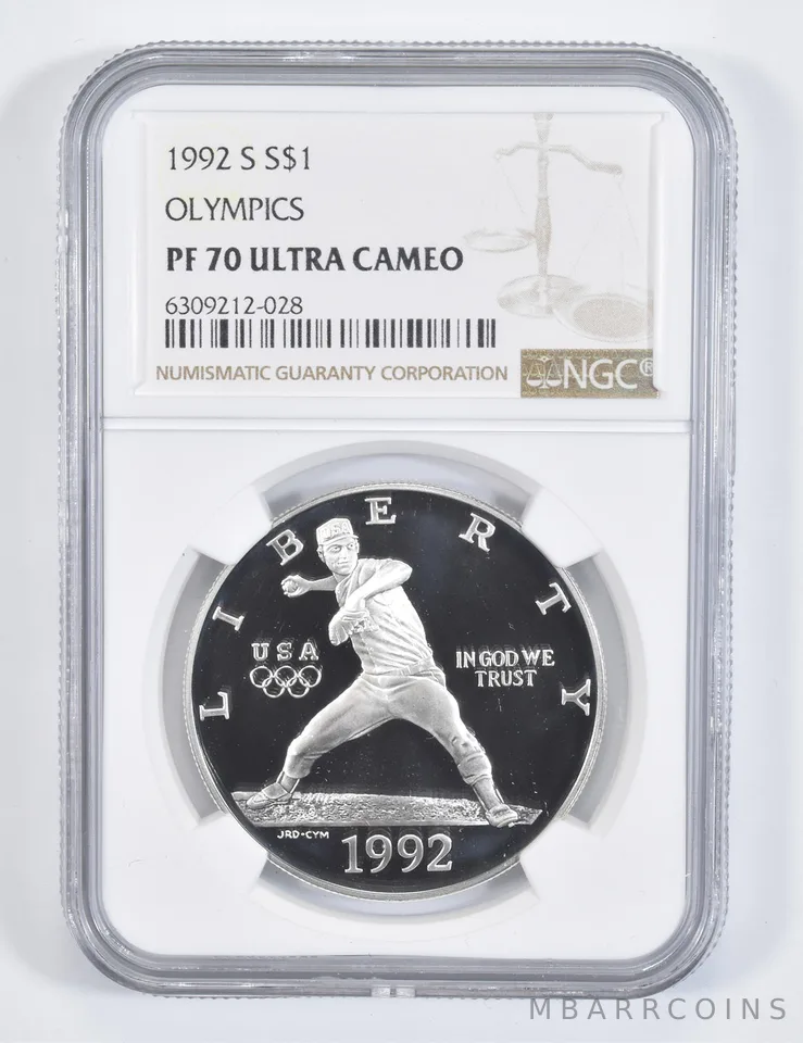 1992-S Olympic Baseball Commemorative Silver Dollar PF70 UCAM NGC