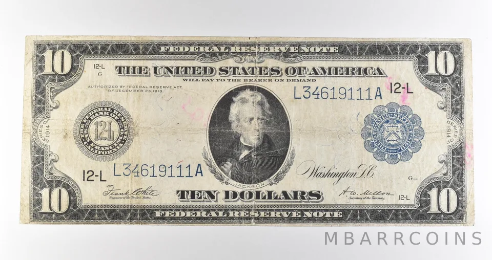 1914 $10 San Francisco CA FRN Blue Seal Large Note Fr#951a *4719