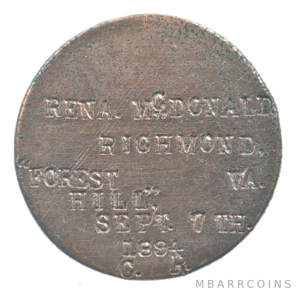ND Large Cent 1894 Rena McDonald Richmond VA Forest Hills *6553