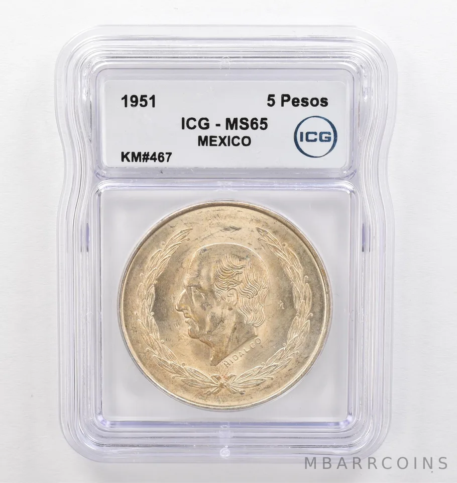 1951 Mo Mexico 5 Pesos KM#465 MS65 ICG Beautiful Tone *0279
