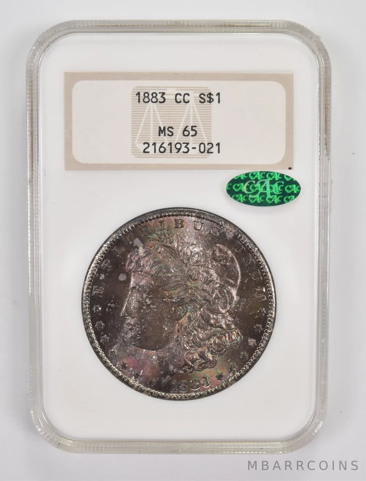 MS65 1883-CC Morgan Silver Dollar - CAC NGC Insane Color *9971