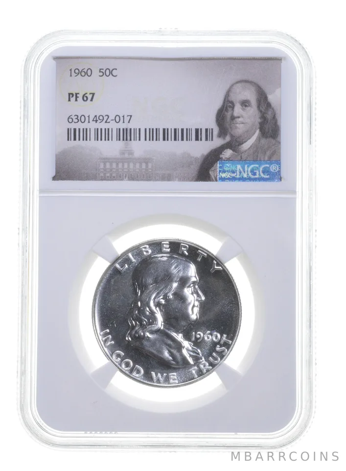 1960 Franklin Half Dollar PF67 NGC - White Coin Spot Free