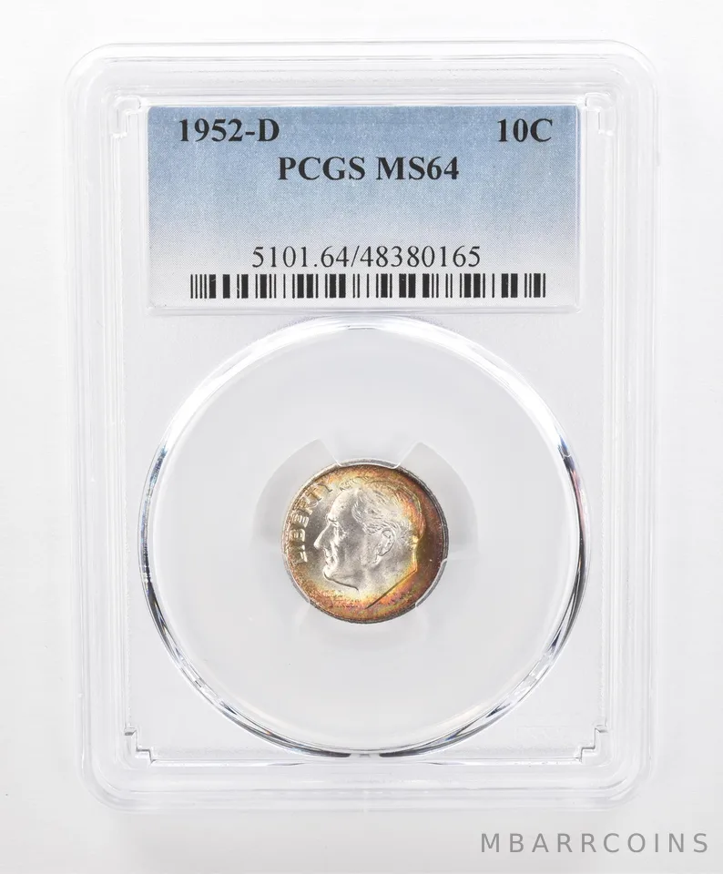 1952-D Roosevelt Dime MS64 PCGS Beautiful Tone *2710