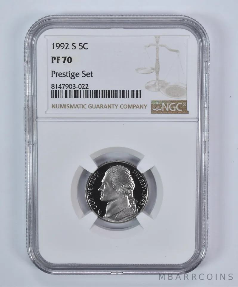 1992-S Jefferson Nickel Prestige Set PF70 NGC Brown Label