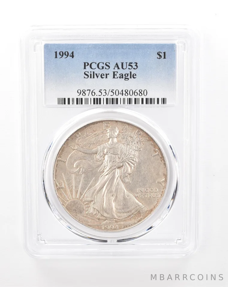 1994 American Silver Eagle AU53 PCGS Lowball Toned *8045