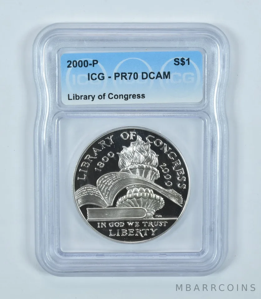 2000-P Library Of Congress Commemorative Silver Dollar PR70 DCAM ICG