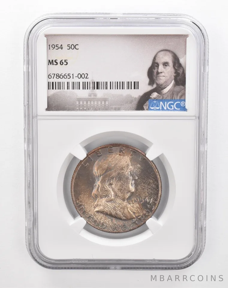1954 Franklin Half Dollar MS65 NGC Beautiful Tone *2868