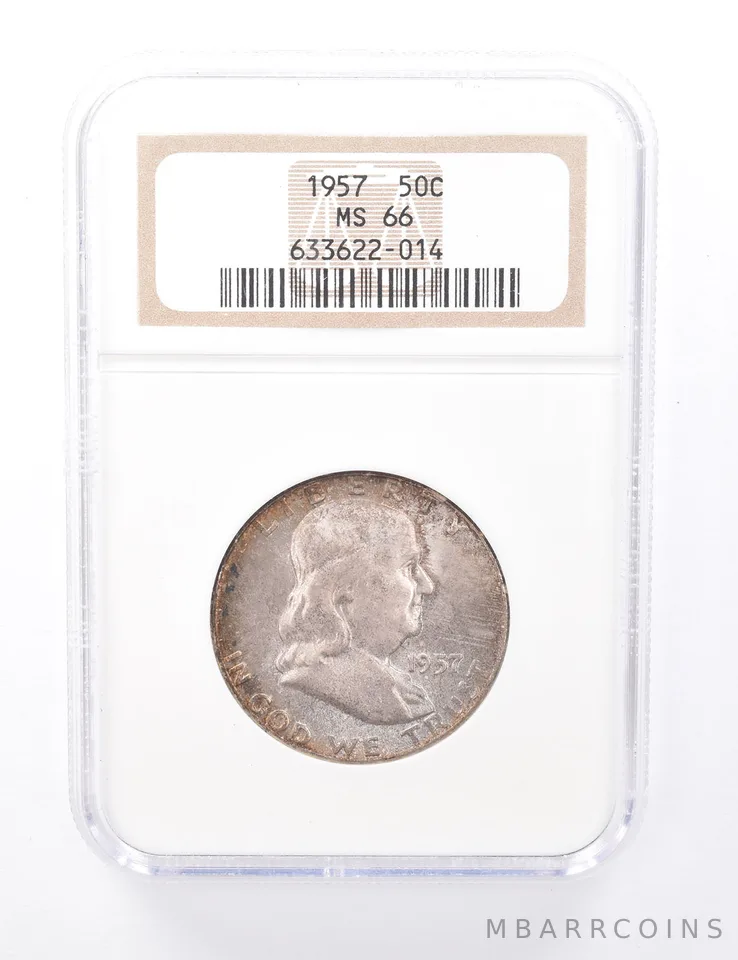 MS66 1957 Franklin Half Dollar - TONED - Graded NGC a7804