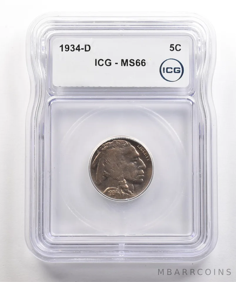 1934-D Indian Head Buffalo Nickel MS66 ICG *5385