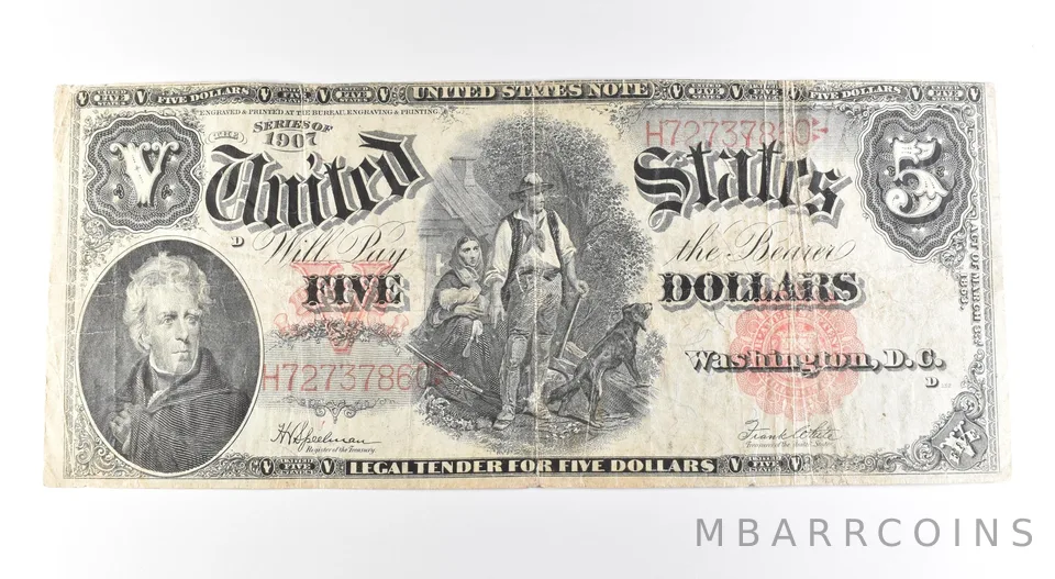 1907 $5 Legal Tender Large Note Red Seal *2678