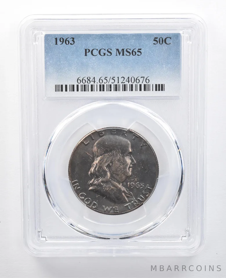 1963 Franklin Half Dollar MS65 PCGS Dark Grey Tone *7687