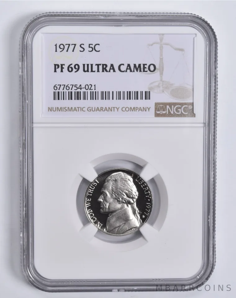 1977-S Jefferson Nickel PF69 UCam NGC Brown Lbl