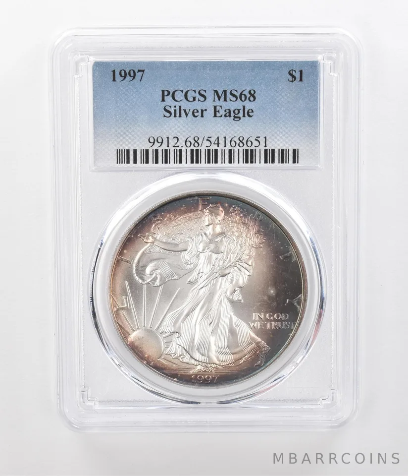 1997 American Silver Eagle MS68 PCGS Peripheral Tone *1232