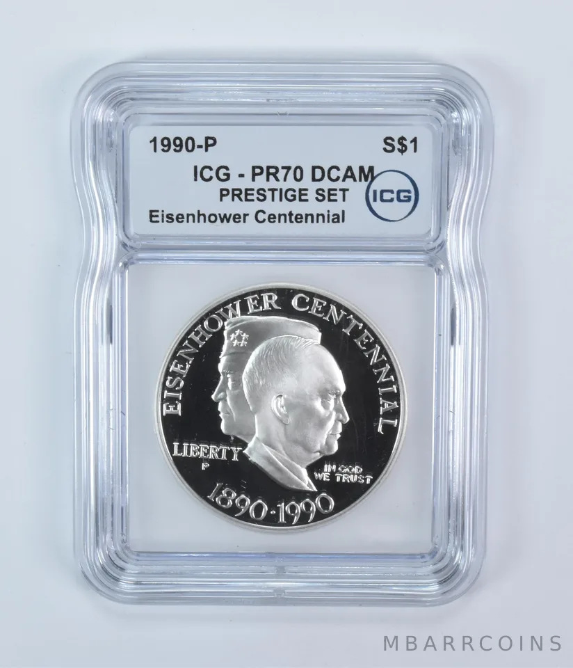 1990-P Eisenhower Commemorative Silver Dollar Prestige Set PR70 DCAM ICG