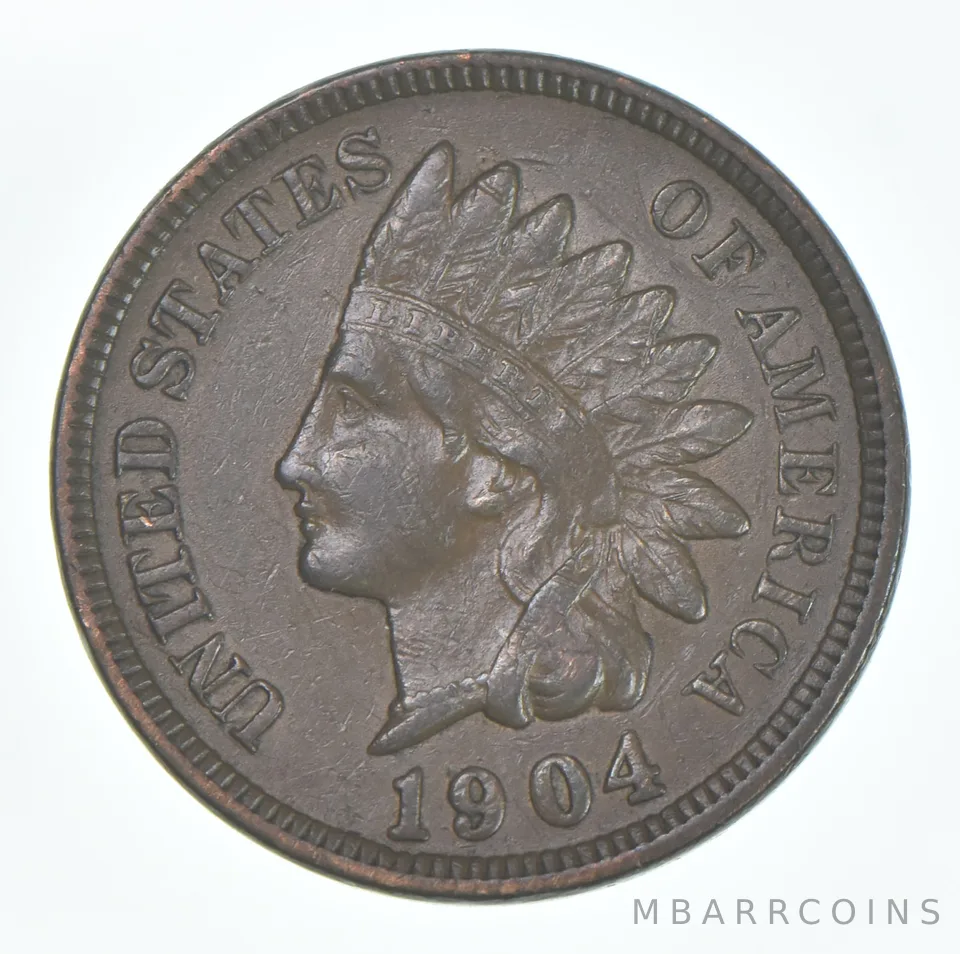 XF 1904 Indian Head Copper Cent Penny - High Grade Sample
