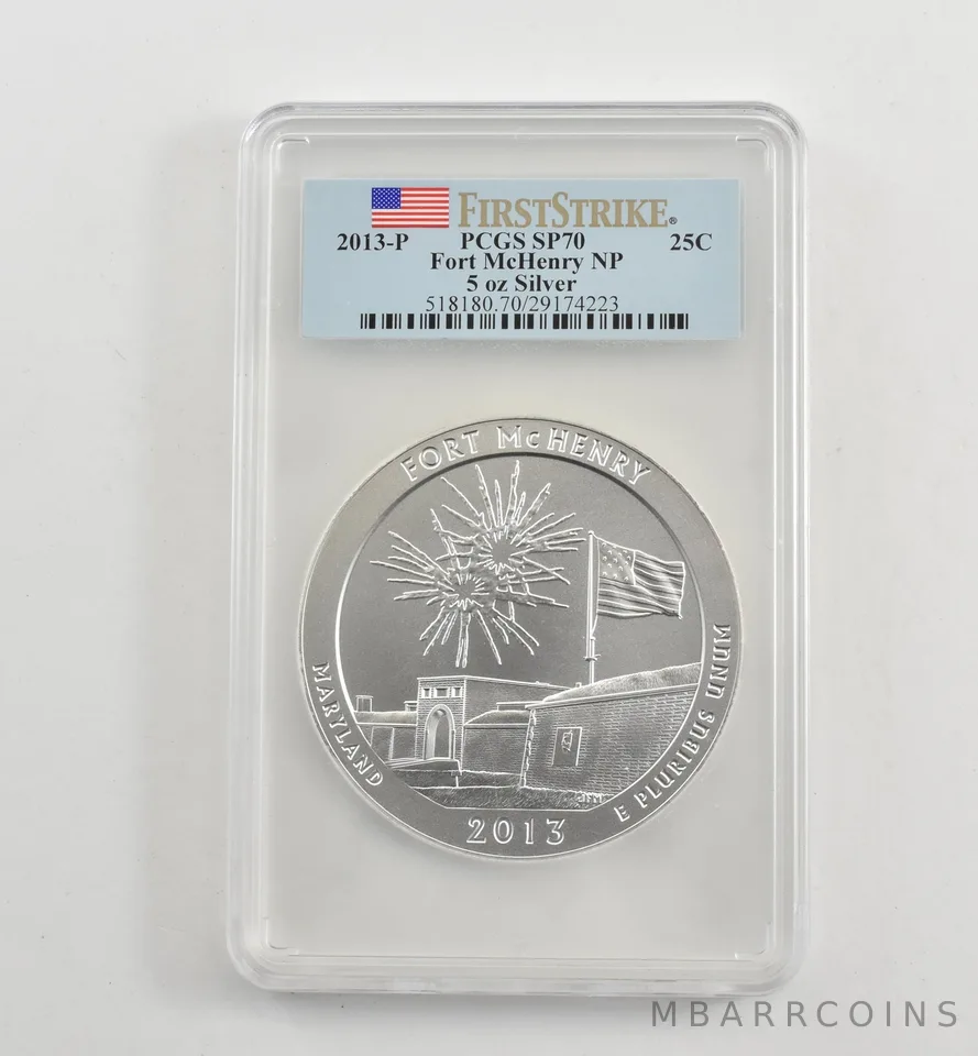 2013-P 5 Oz Silver Quarter America The Beautiful Fort McHenry SP70 PCGS *1741