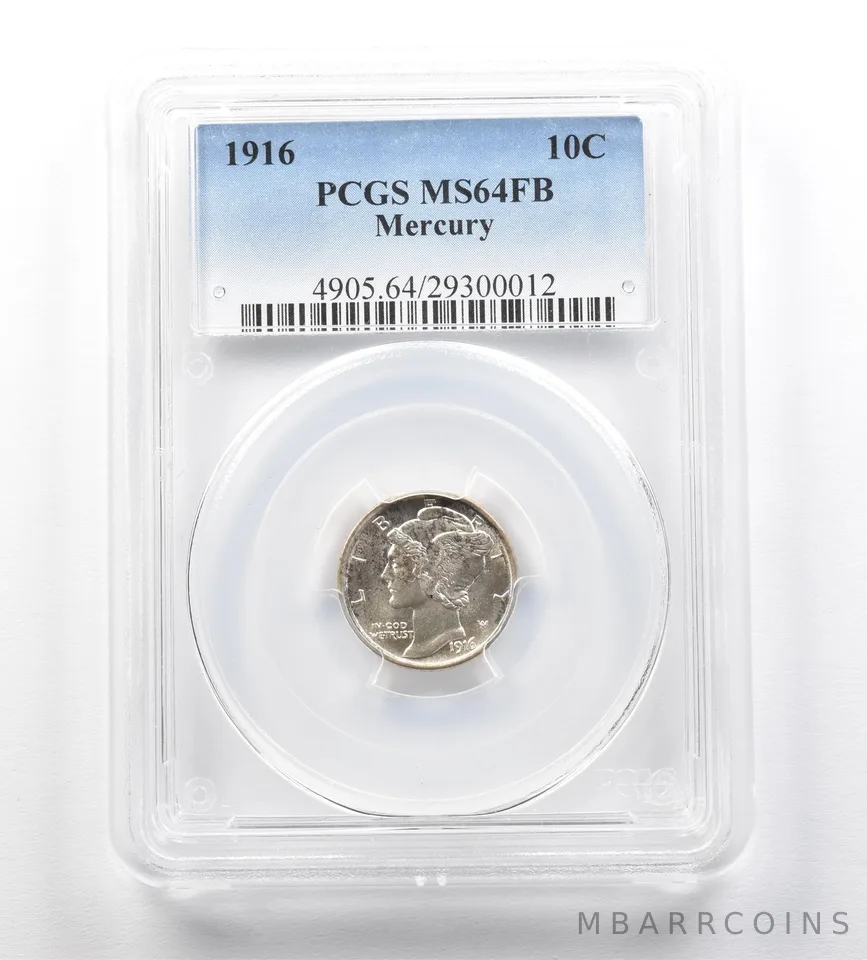 1916 Mercury Dime MS64 FB PCGS a3474