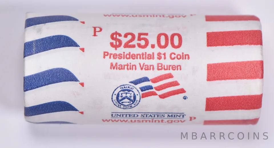 2008-P Martin Van Buren Presidential $1 Coin Roll $25 Unc US Mint BU