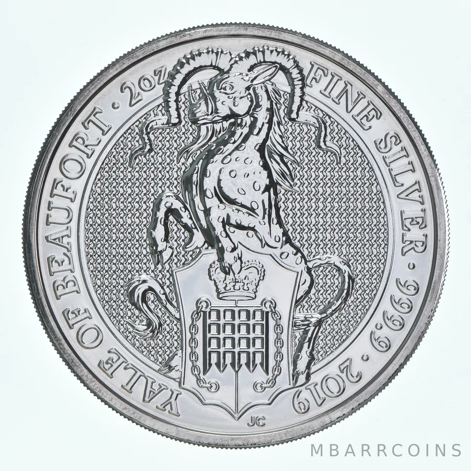 2019 Great Britain 5 Pound Silver Queen's Beasts Yale Of Beaufort 2 Oz