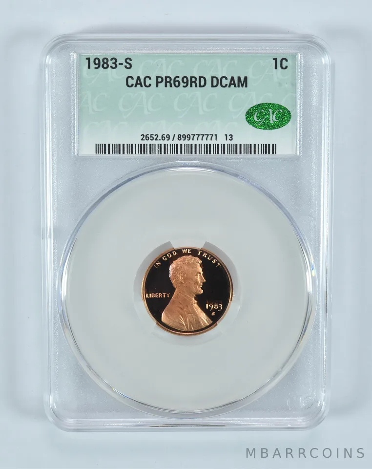 1983-S Lincoln Memorial Cent PR69 RD DCAM CAC CACg
