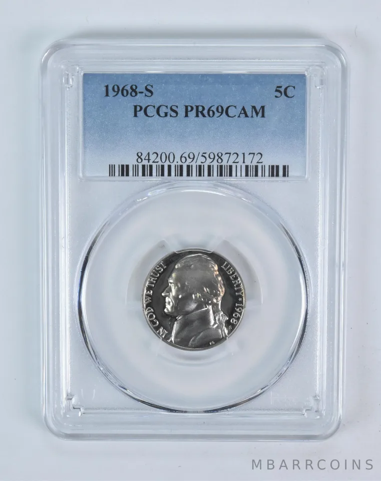 1968-S Jefferson Nickel PR69 CAMEO PCGS Blue Label