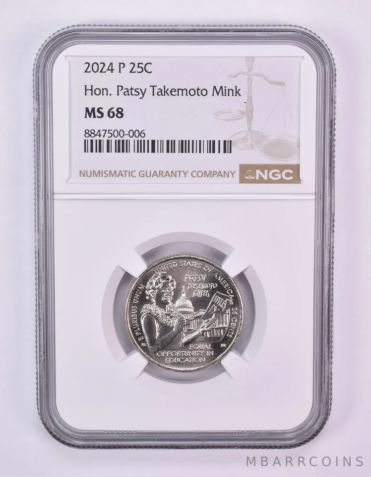 2024-P American Women Quarter Patsy Takemoto Mink MS68 NGC Brown Label
