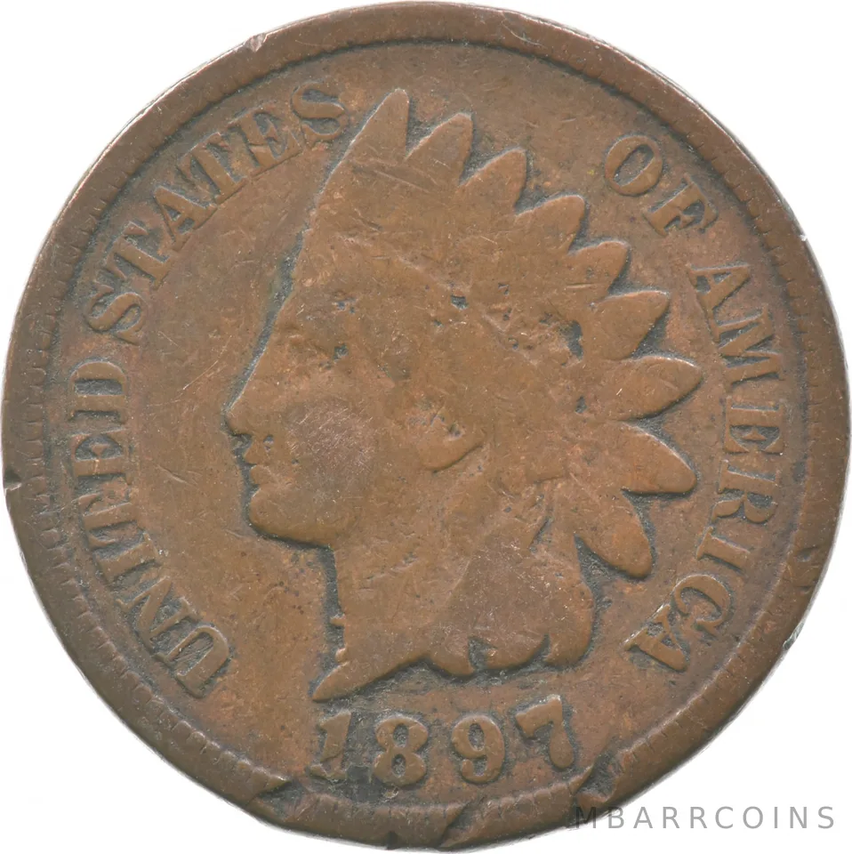 1897 Indian Head Cent 1 In Neck a9353