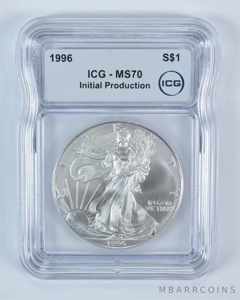 1996 American Silver Eagle Initial Production MS70 ICG