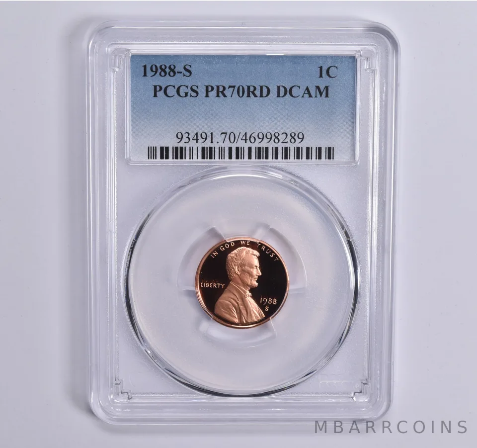 1988-S Lincoln Memorial Cent PR70 RD PCGS Blue Lbl