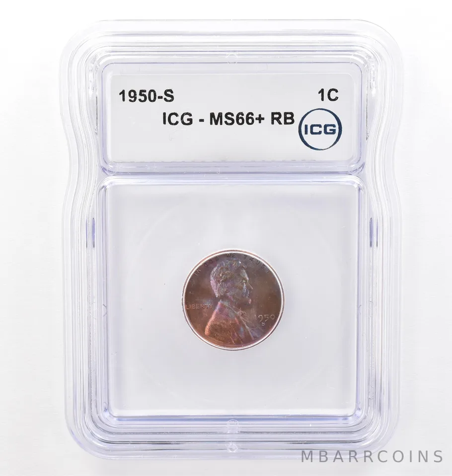 1950-S Lincoln Wheat Cent MS66+ RB ICG Beautiful Tone *7708