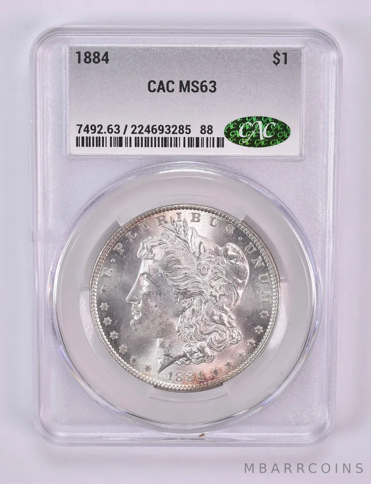 1884 Morgan Silver Dollar MS63 CAC CACg