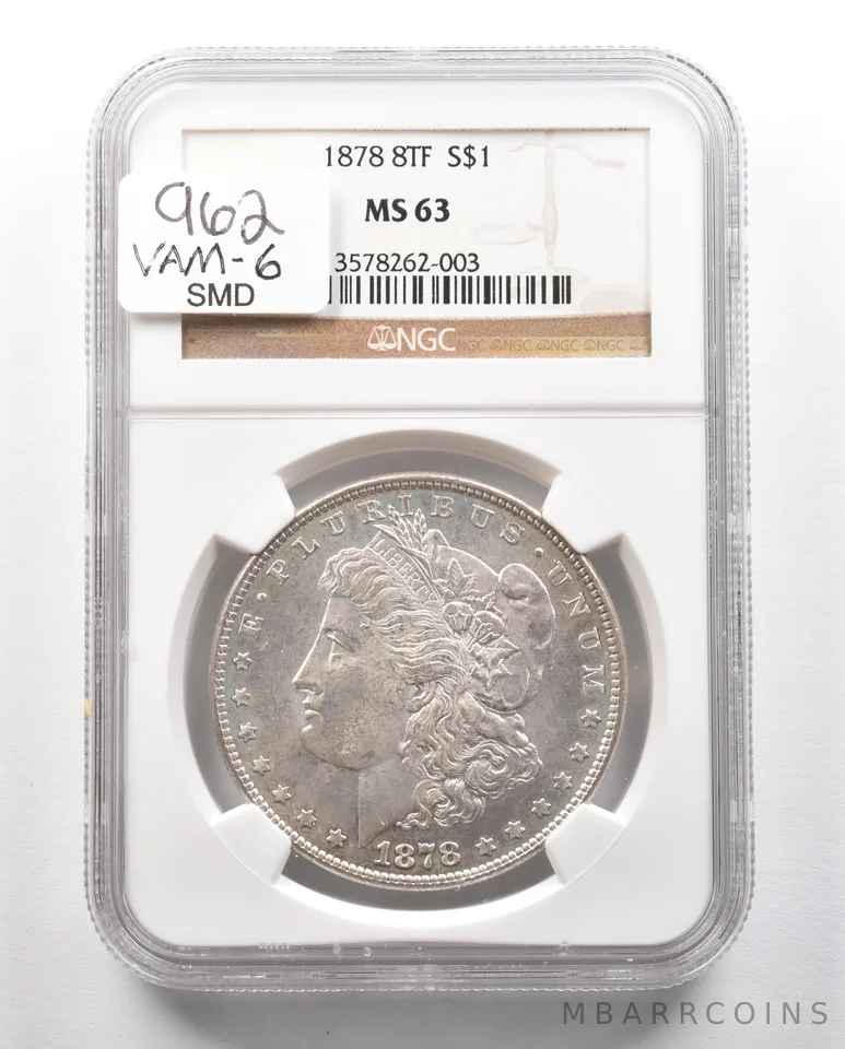 1878 8TF Morgan Silver Dollar MS63 NGC a4755