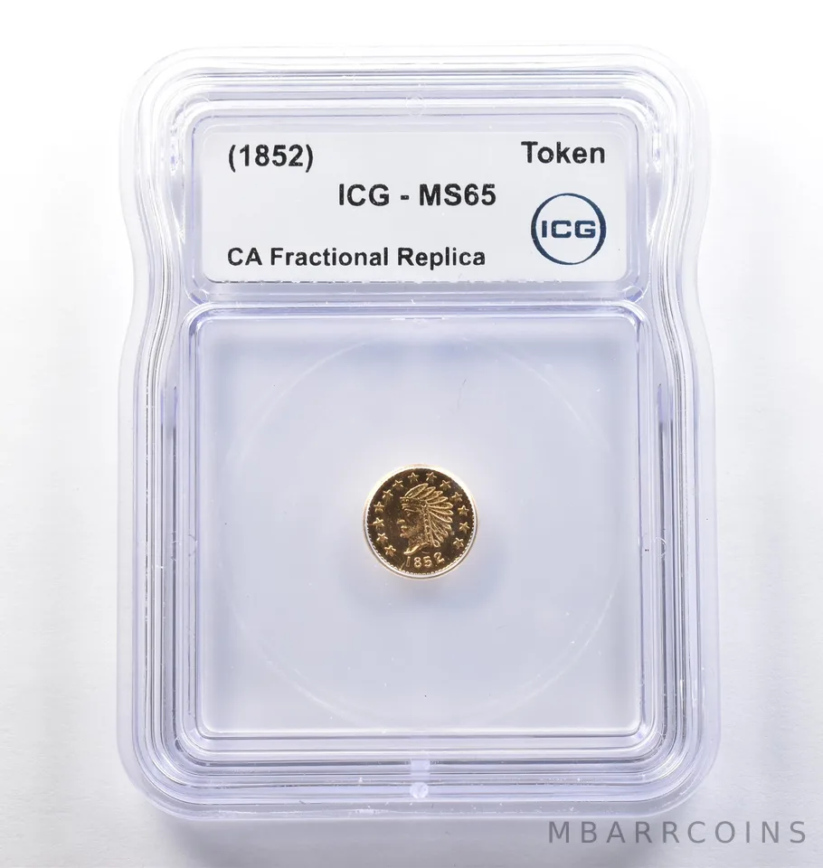 (1852) CA Fractional Gold Style Token Indian Head 1/2 Dollar MS65 ICG *3816