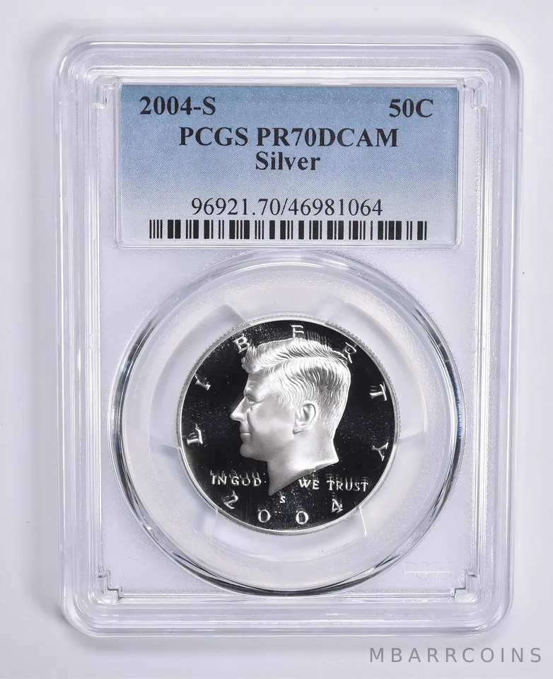2004-S Kennedy Half Dollar Silver PR70 DCAM PCGS Blue Lbl