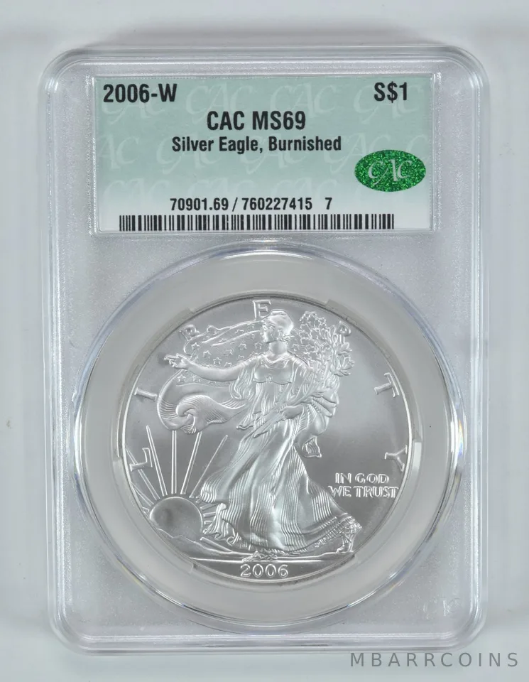 2006-W Burnished SIlver Eagle MS69 CAC CACg