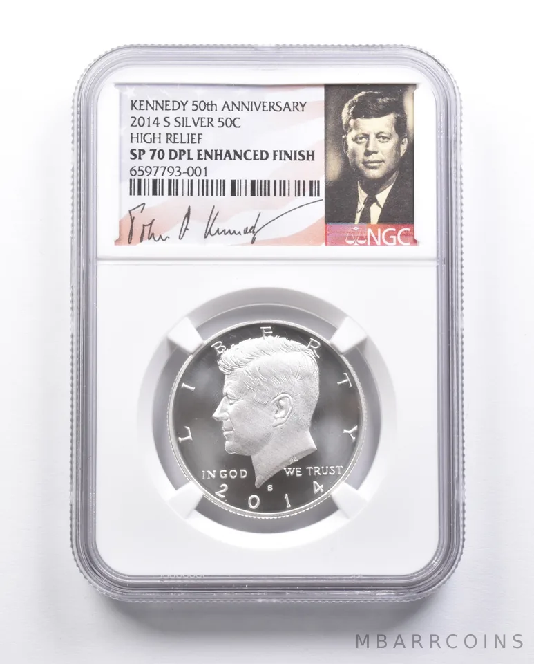 SP70 DPL Enhanced Finish 2014-S Silver Kennedy Half Dollar 50th NGC *6620