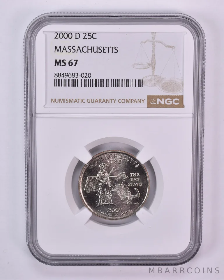 2000-D Washington State Quarter Massachusetts MS67 NGC Brown Label